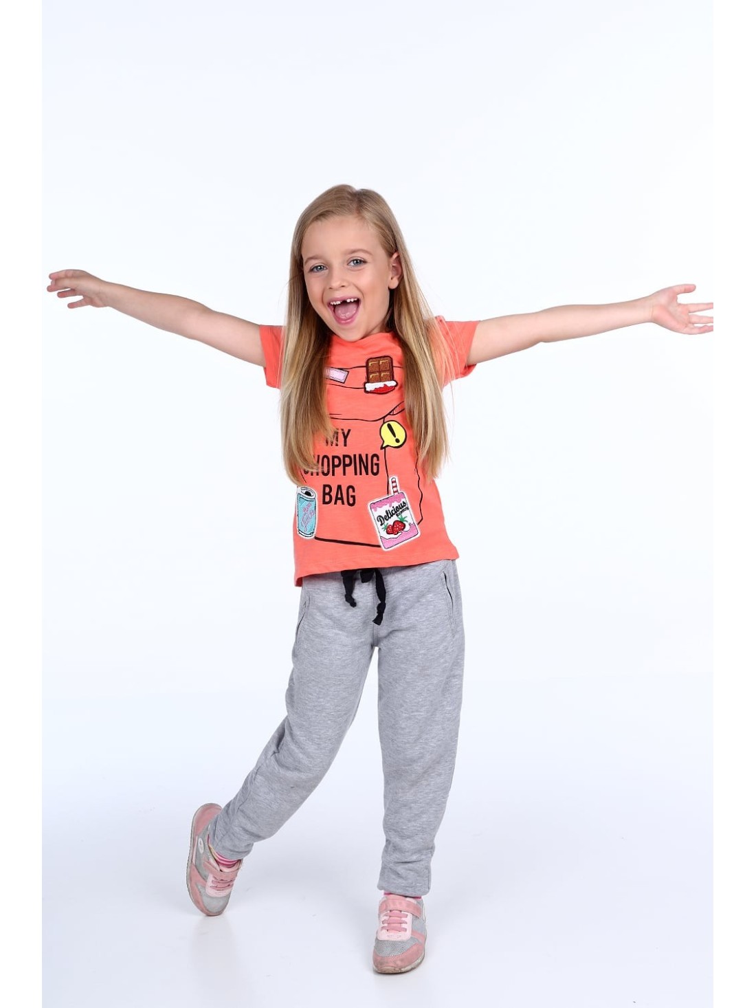 Tricou fete cu petice, coral NDZ8112 - Magazin online - Boutique